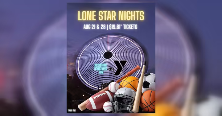 Lone Star Nights event graphic for Six Flags Over Texas with August 21 and 28 dates and $19.61 tickets