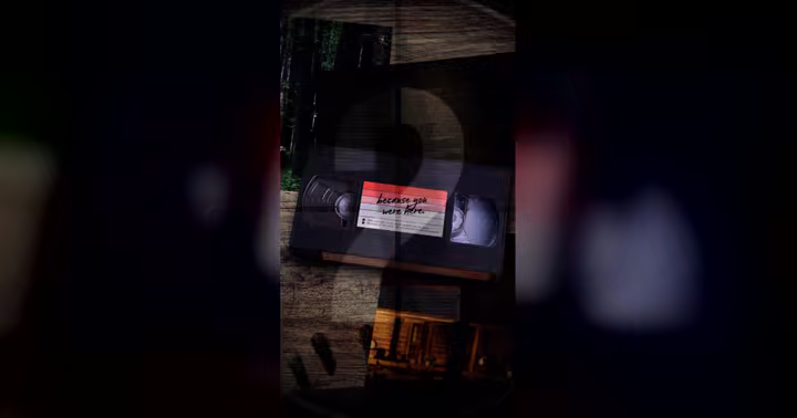 The Strangers: No Escape teaser artwork with a VHS tape and shadowed figure for Six Flags Over Texas