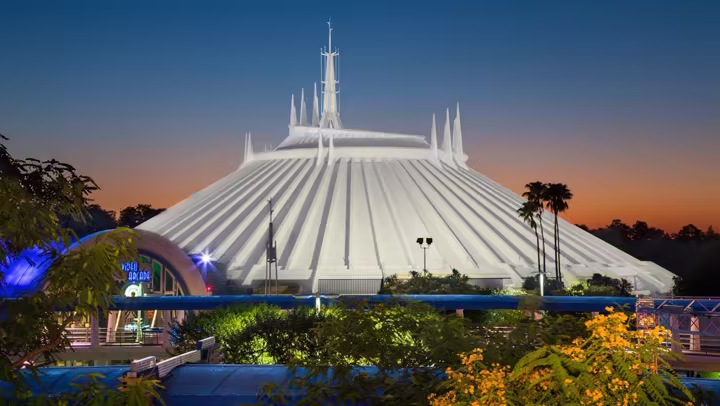 Space Mountain at Magic Kingdom at dusk