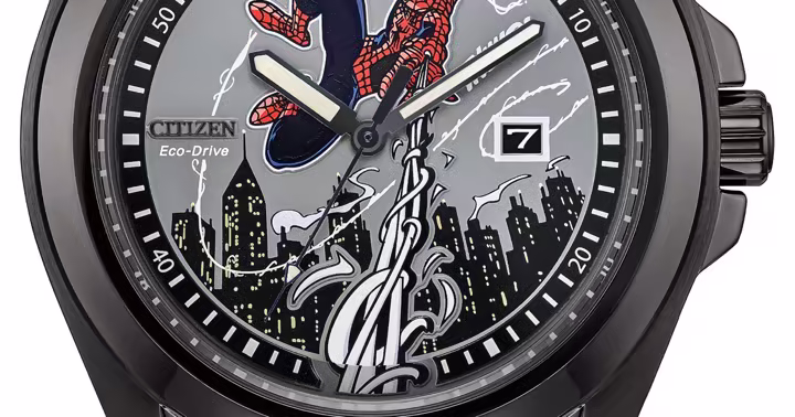 Citizen Spider-Man watch with Adam Kubert artwork across the dial