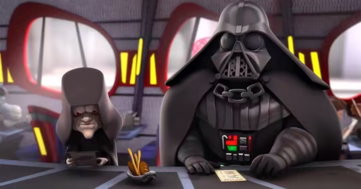 Animated Darth Vader and Emperor Palpatine in Star Wars Detours
