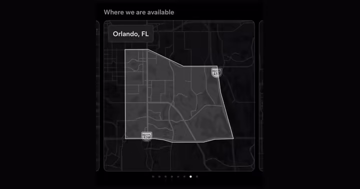 Tesla Robotaxi service map for Orlando, Florida