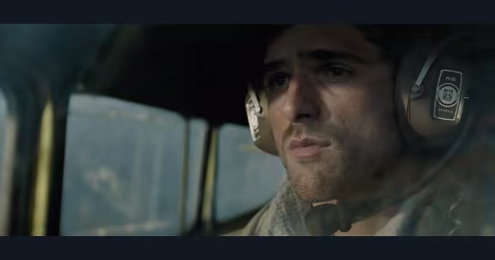 Jacob Elordi as Hig in The Dog Stars, seated inside a plane cockpit