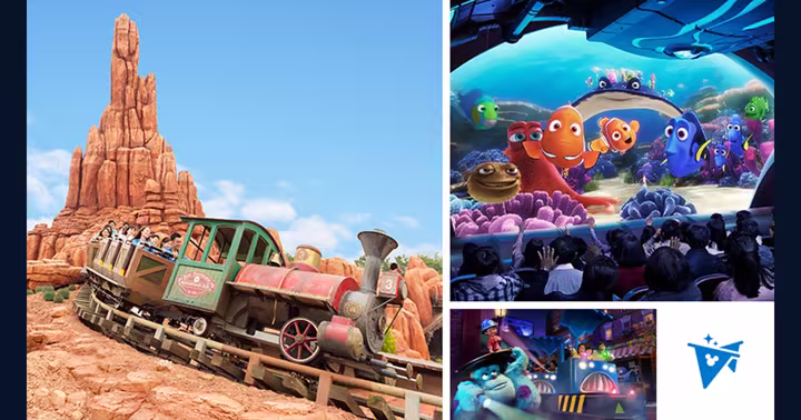 Tokyo Disney Resort Priority Pass artwork featuring four attractions