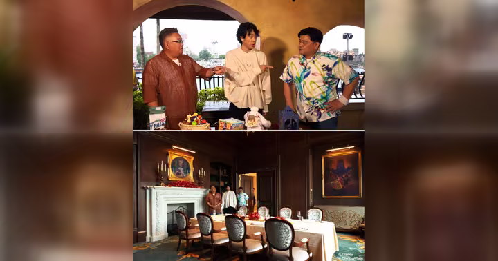 Yo Oizumi and Sandwichman with Mickey Mouse at Tokyo Disney Resort