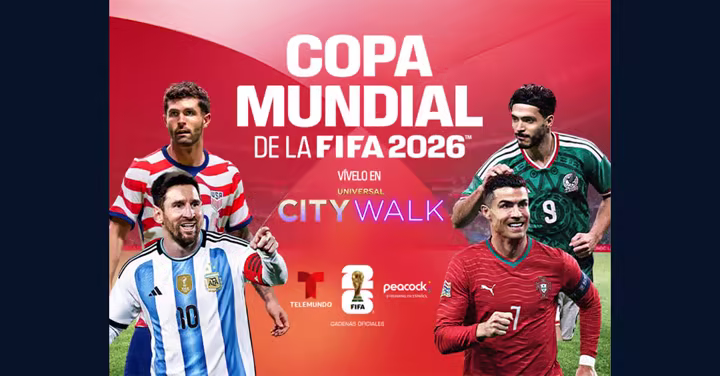 FIFA World Cup 2026 key art from Universal CityWalk Hollywood