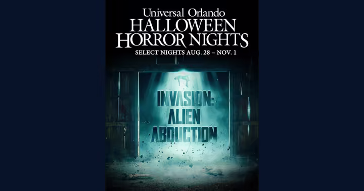 INVASION Alien Abduction key art for Halloween Horror Nights 35 at Universal Orlando