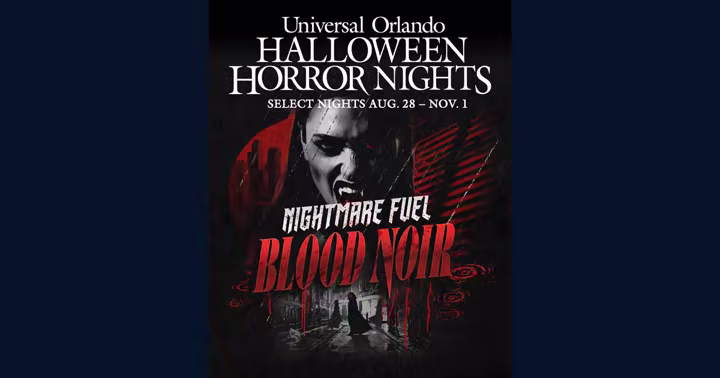 Nightmare Fuel: Blood Noir artwork for Halloween Horror Nights 35 at Universal Orlando