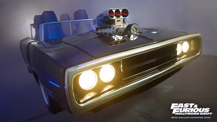 Fast & Furious: Hollywood Drift Dodge Charger ride vehicle at Universal Studios Hollywood