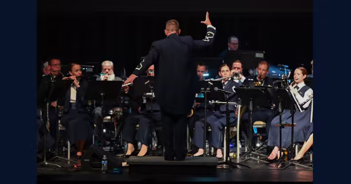 U.S. Air Force Band musicians perform onstage