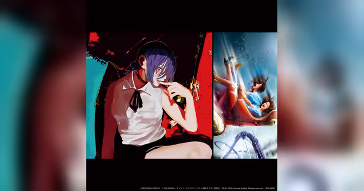 Chainsaw Man IRIS OUT artwork for Hollywood Dream Backdrop at Universal Studios Japan