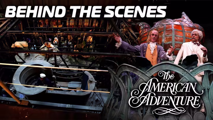 Walt Disney Imagineering YouTube thumbnail for The American Adventure behind-the-scenes video