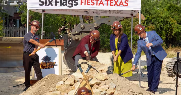 Six Flags Fiesta Texas officials break ground on Werewolf Gorge