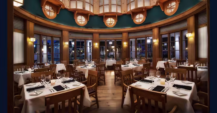 Dining room inside Yachtsman Steakhouse at Disney's Yacht Club Resort