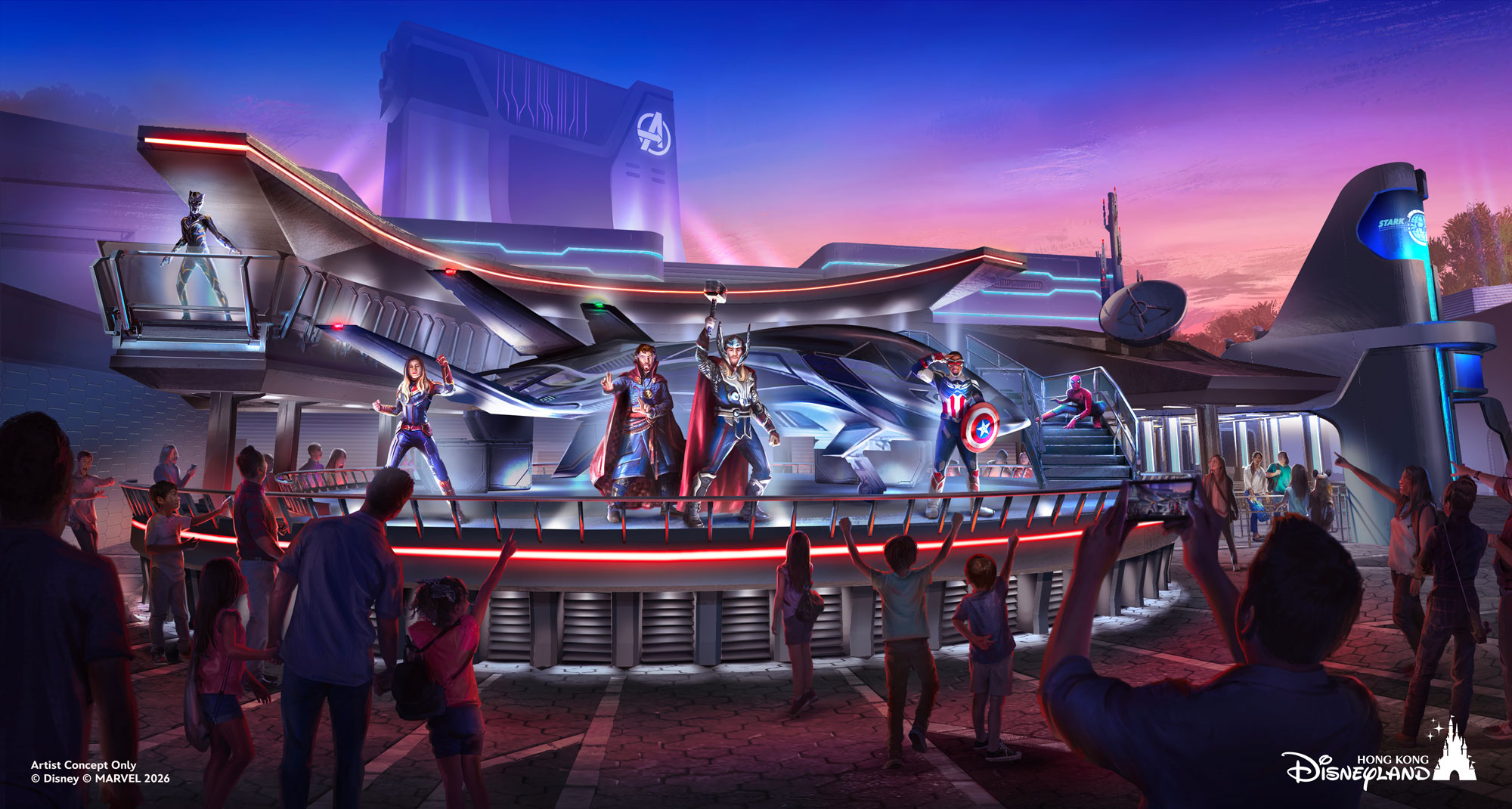 Interior concept art for the Avengers pavilion