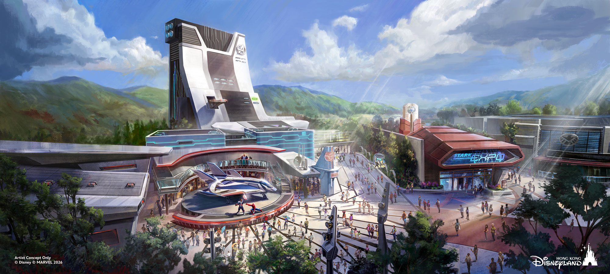 Model of the Avengers pavilion at Stark Expo