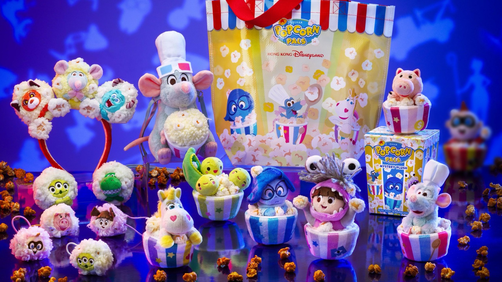 Pixar Popcorn Pop-Up Shop merchandise at Hong Kong Disneyland
