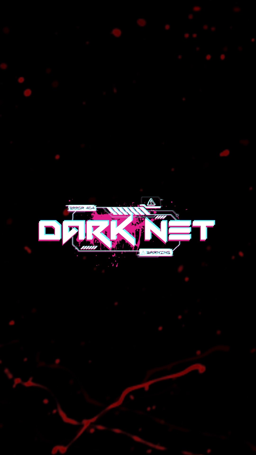 Dark Net haunted house title card in pink, white and black