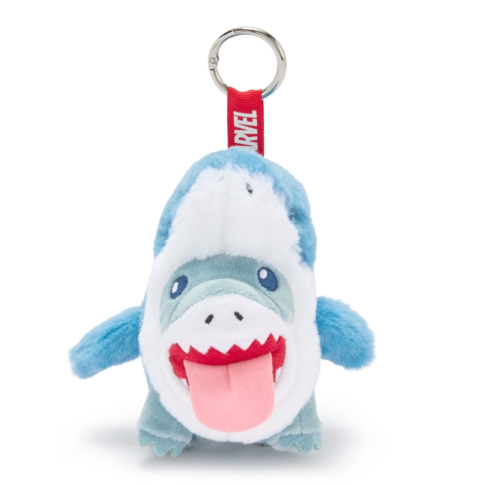 Jeff the Land Shark Cosbi plush attached to a bag