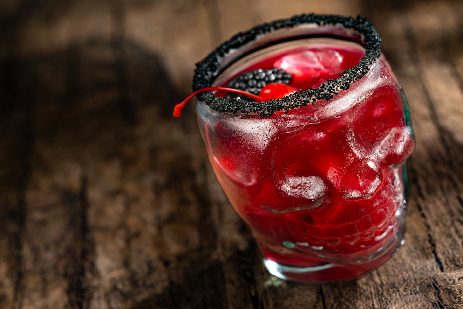 Temple of Doom Margarita with blackberries and cherries