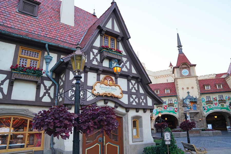 File photo of Karamell-Küche at EPCOT’s Germany Pavilion in 2022, before the current roof work.