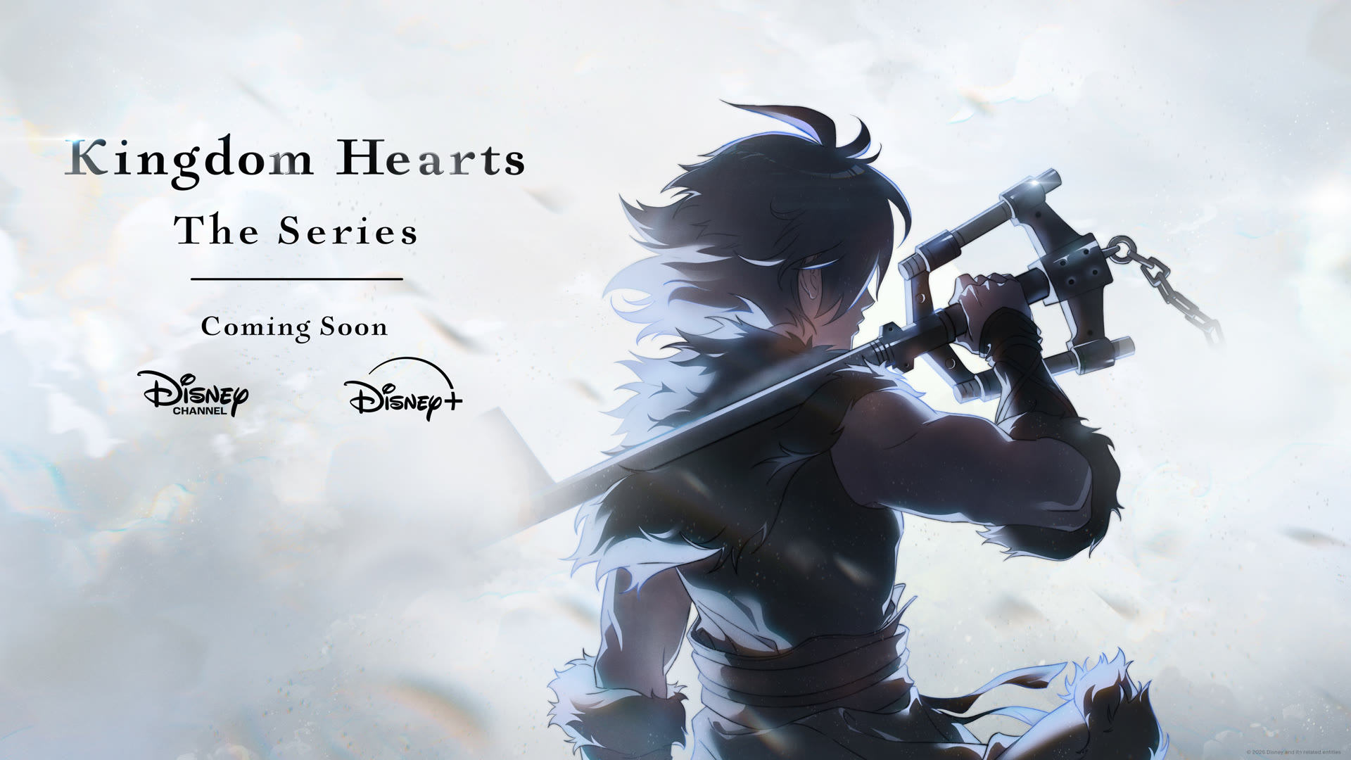 Kingdom Hearts characters Sora, Donald Duck and Goofy in official series artwork