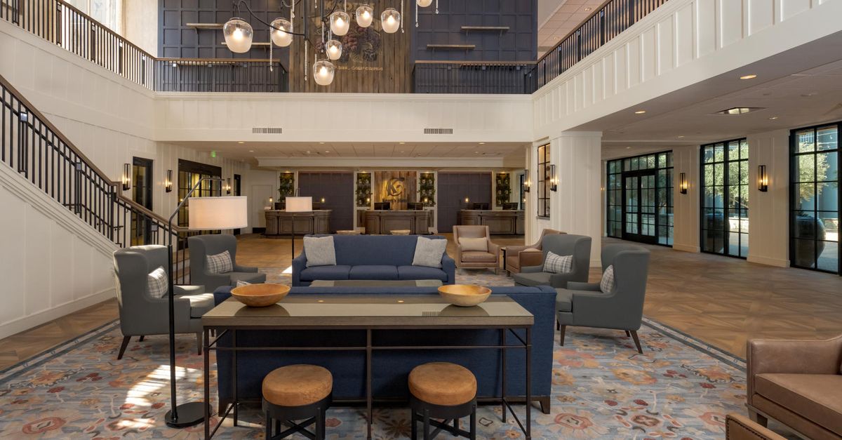 Lobby seating inside Knott's Hotel