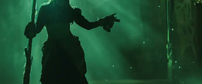 Knott's Scary Farm ticket artwork with a witch silhouette