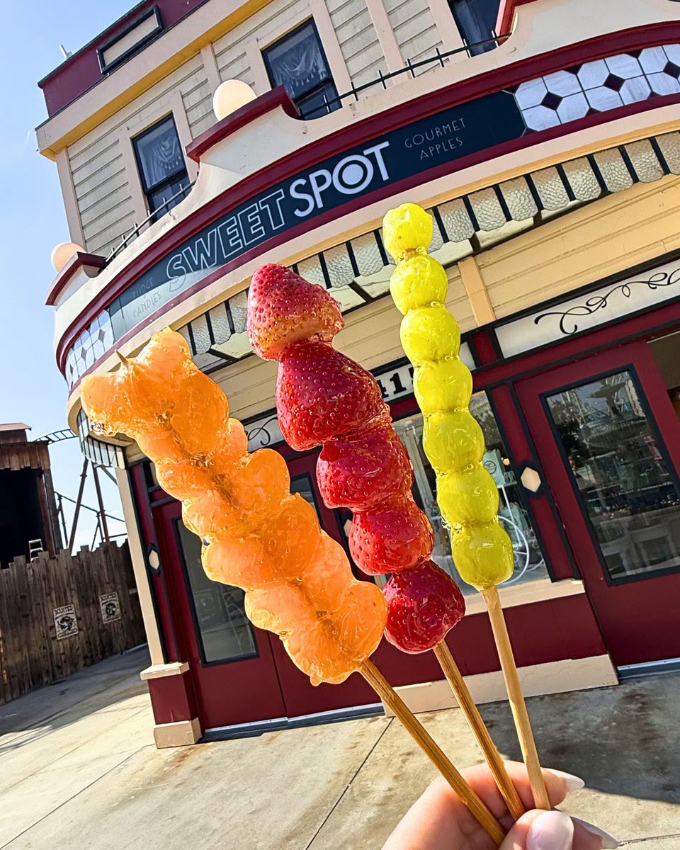 Tanghulu skewers outside Sweet Spot at Knott's Berry Farm