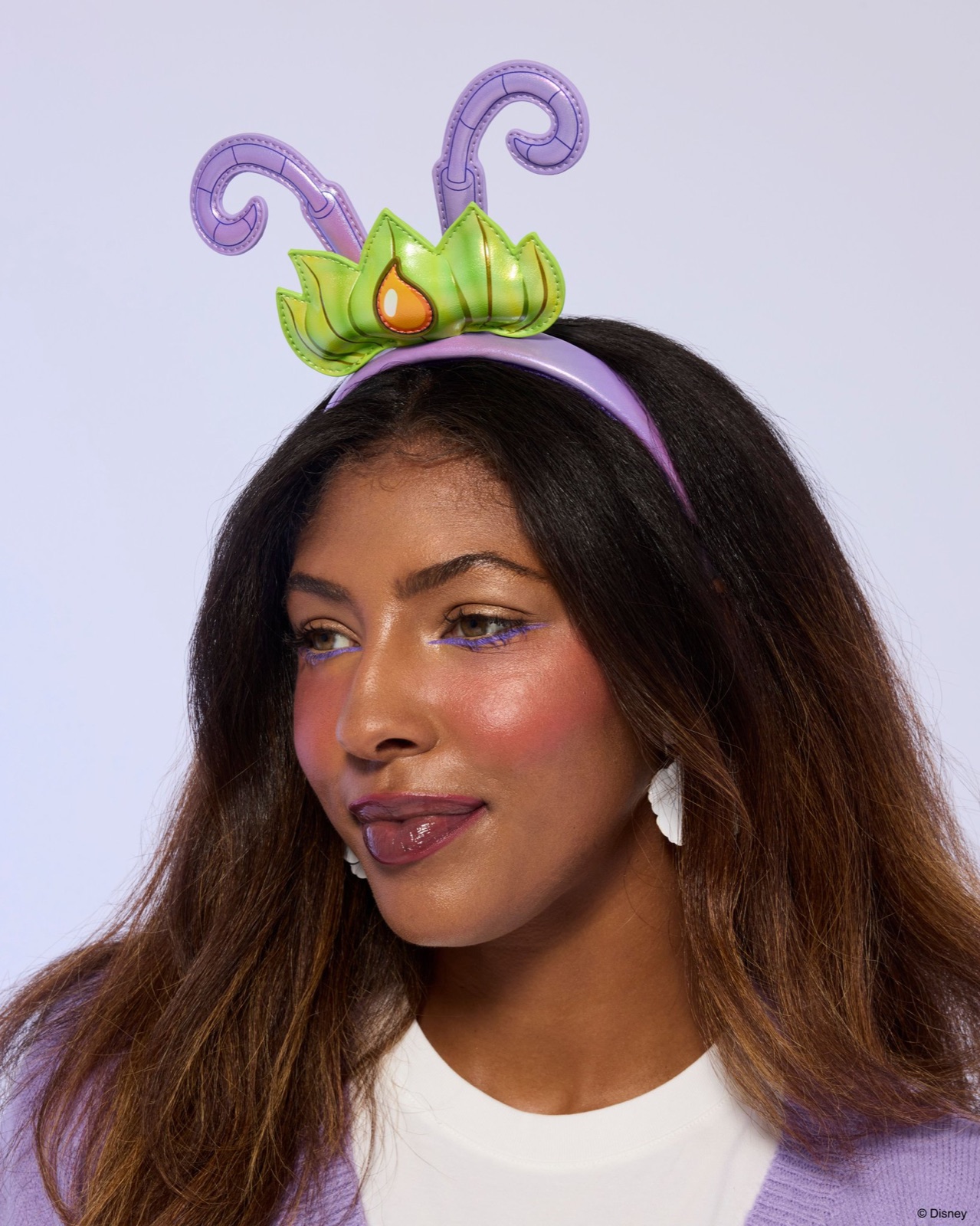 Model wearing the Princess Atta crown and antennae headband