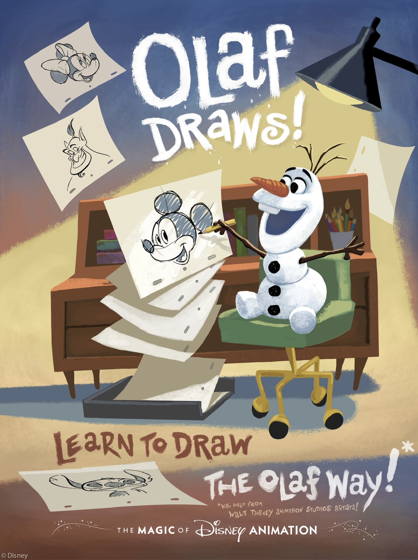 Olaf Draws artwork for The Magic of Disney Animation