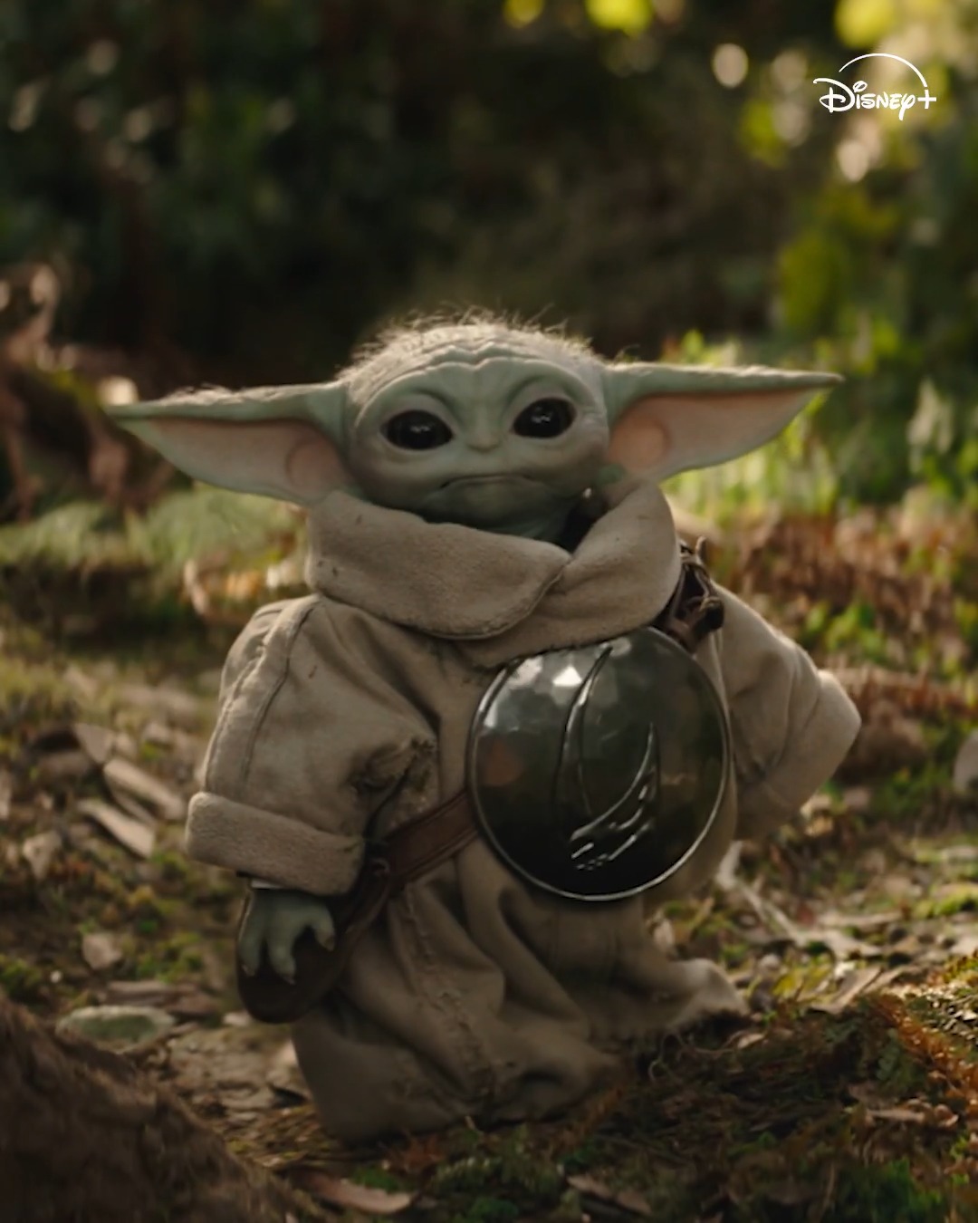 Grogu holding a Mandalorian helmet in official Star Wars artwork