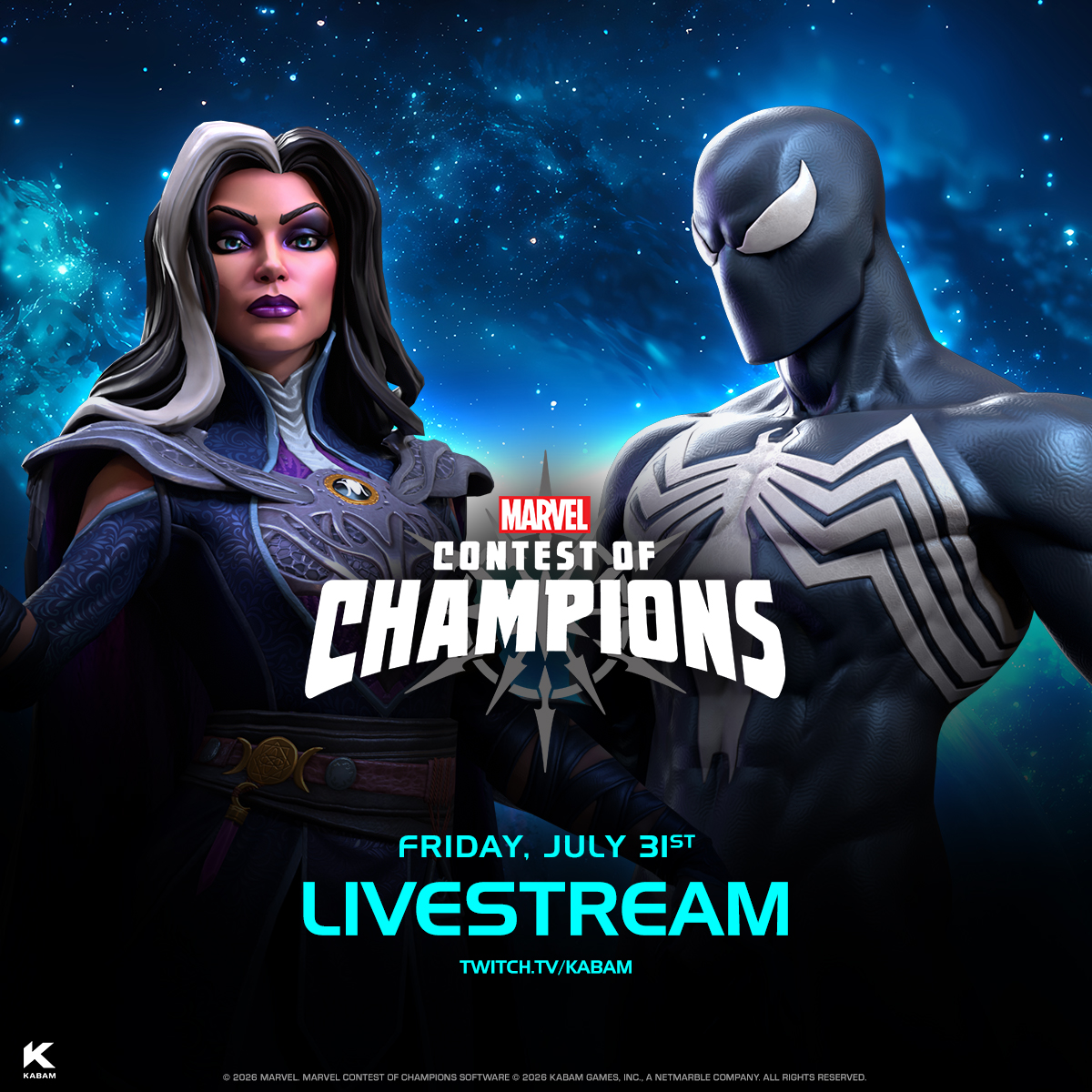 Agatha Harkness and Symbiote Spider-Man in Marvel Contest of Champions