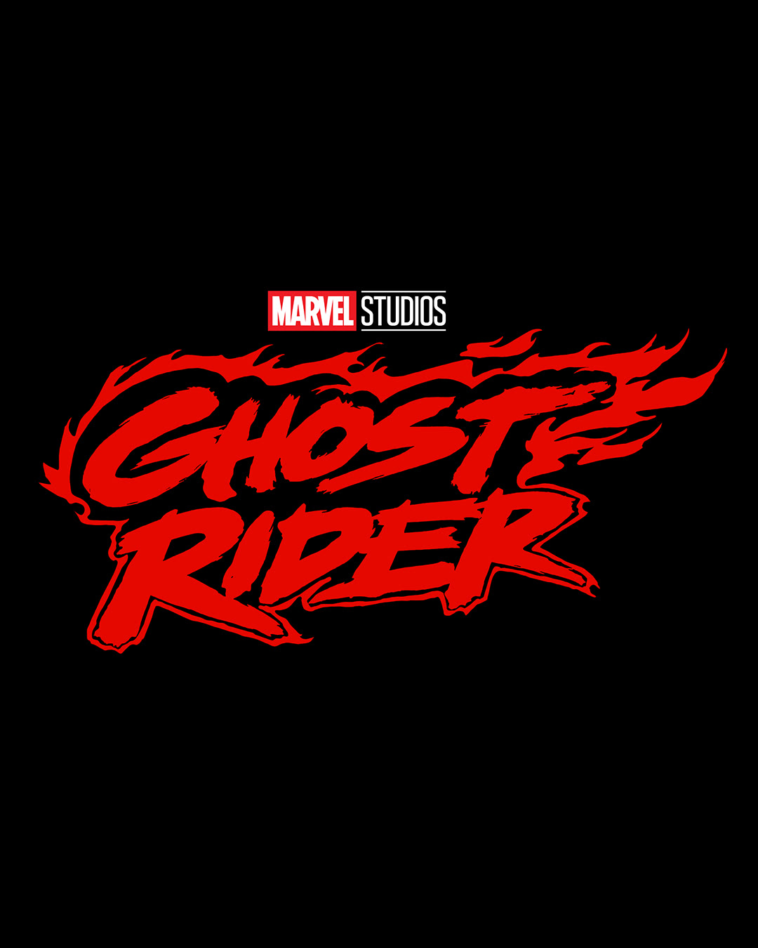 Red Marvel Studios Ghost Rider logo on a black background
