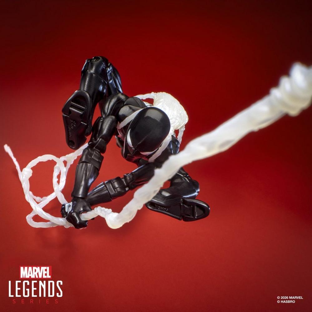 Symbiote Spider-Man figure crouched around a web line