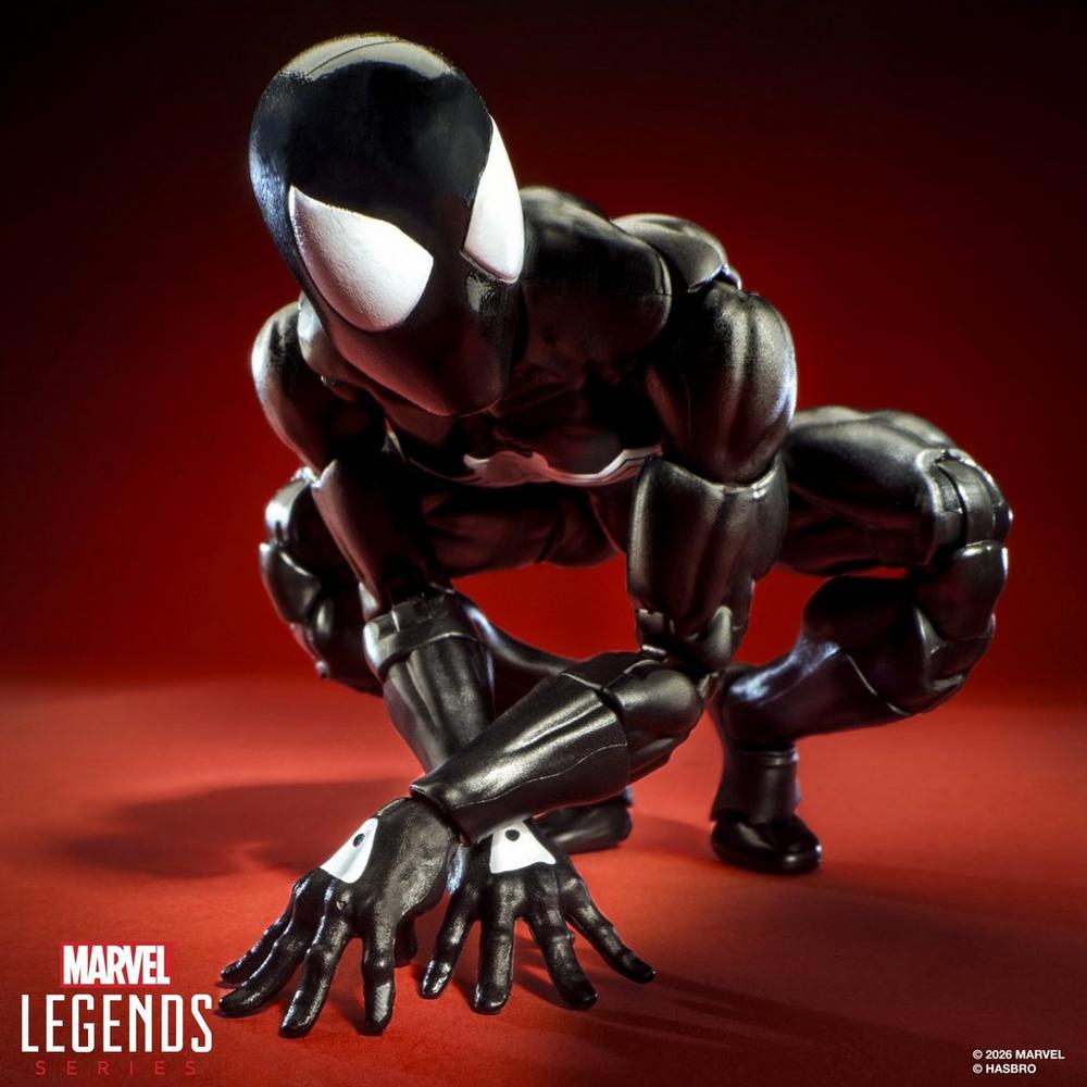 Symbiote Spider-Man figure in a low wall-crawling pose