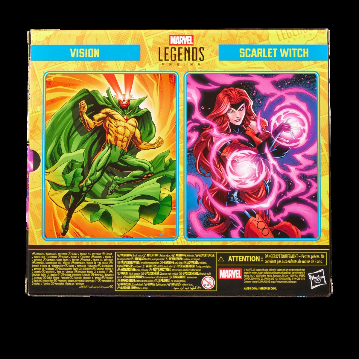 Vision and Scarlet Witch Marvel Legends figures in action poses