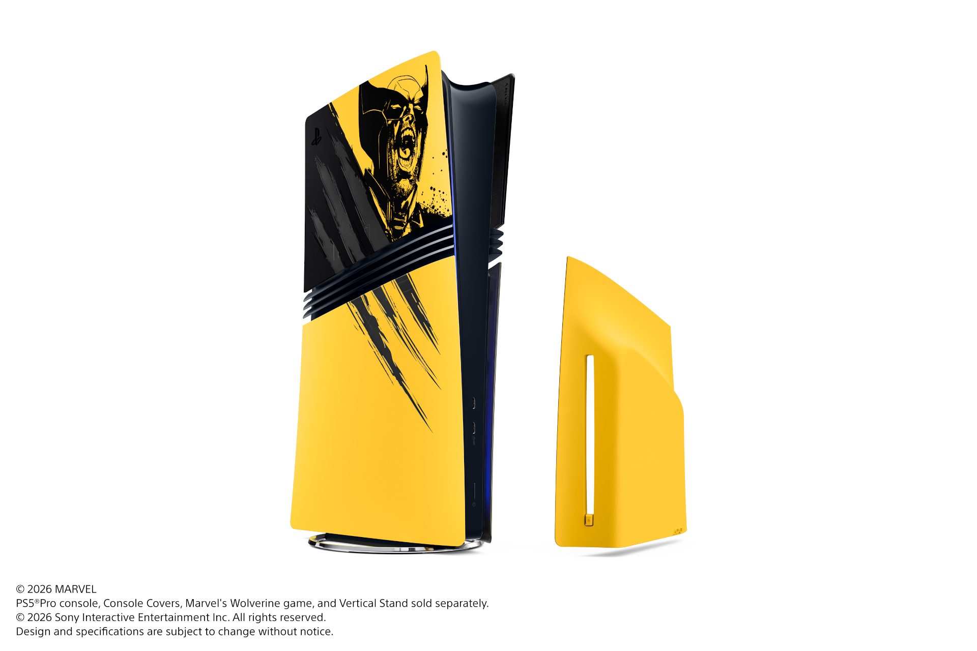 Battle Yellow PS5 Pro console cover with Wolverine artwork