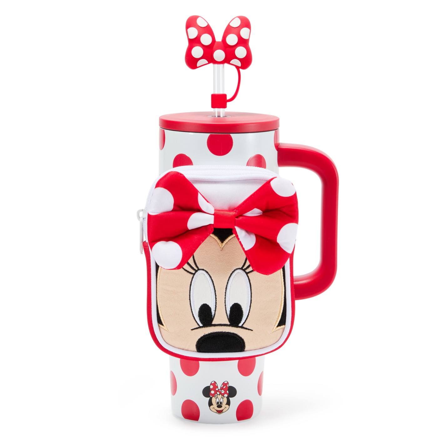 Minnie Mouse 30-ounce stainless steel tumbler with polka-dot bow zip case