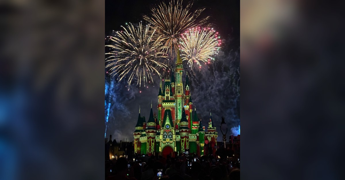 Fireworks over Cinderella Castle during Mickey's Not-So-Scary Halloween Party