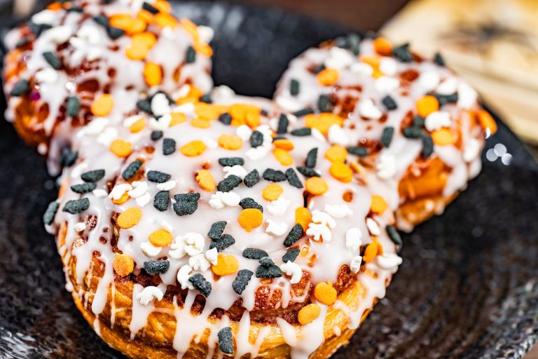 Mickey Cinnamon Roll with white icing and Halloween sprinkles (Available during Mickey’s Not-So-Scary Halloween Party only)