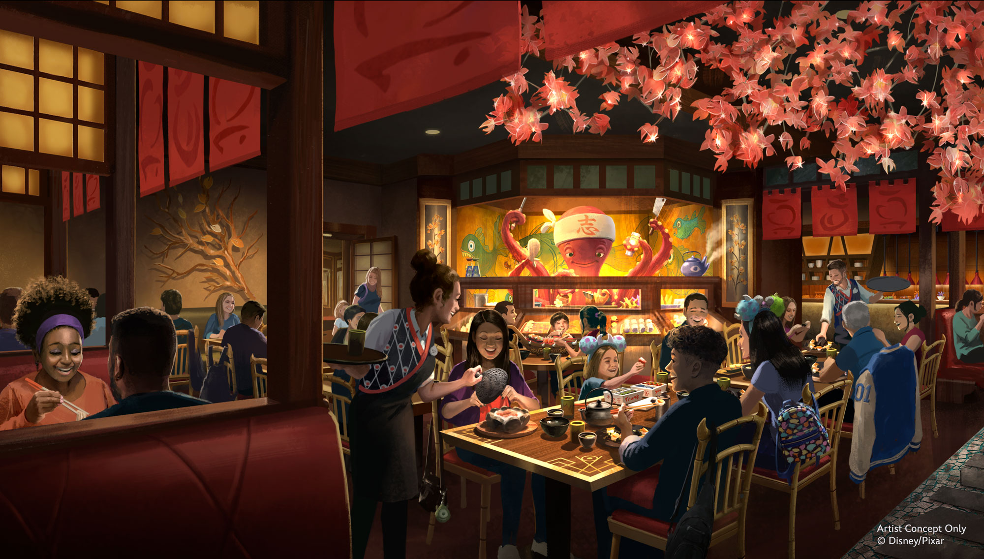 Harryhausen restaurant artwork for Monstropolis