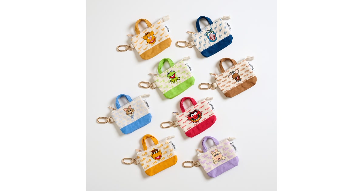 Eight Muppets Micro Canvas Tote Bag Charms featuring colorful character designs