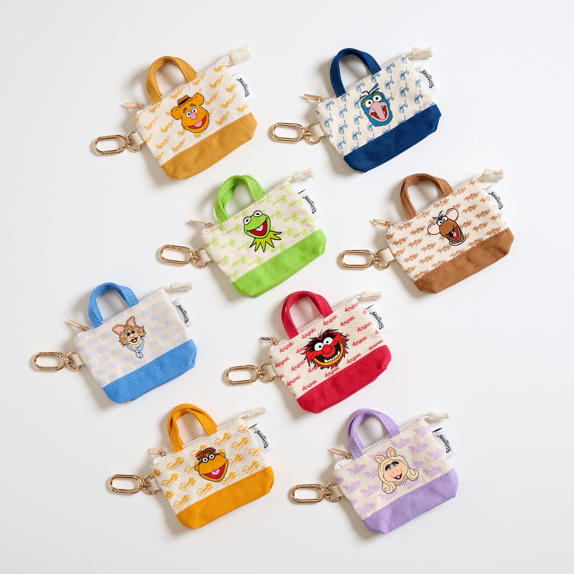 Eight Micro Canvas Tote Bag Charms featuring Muppets characters