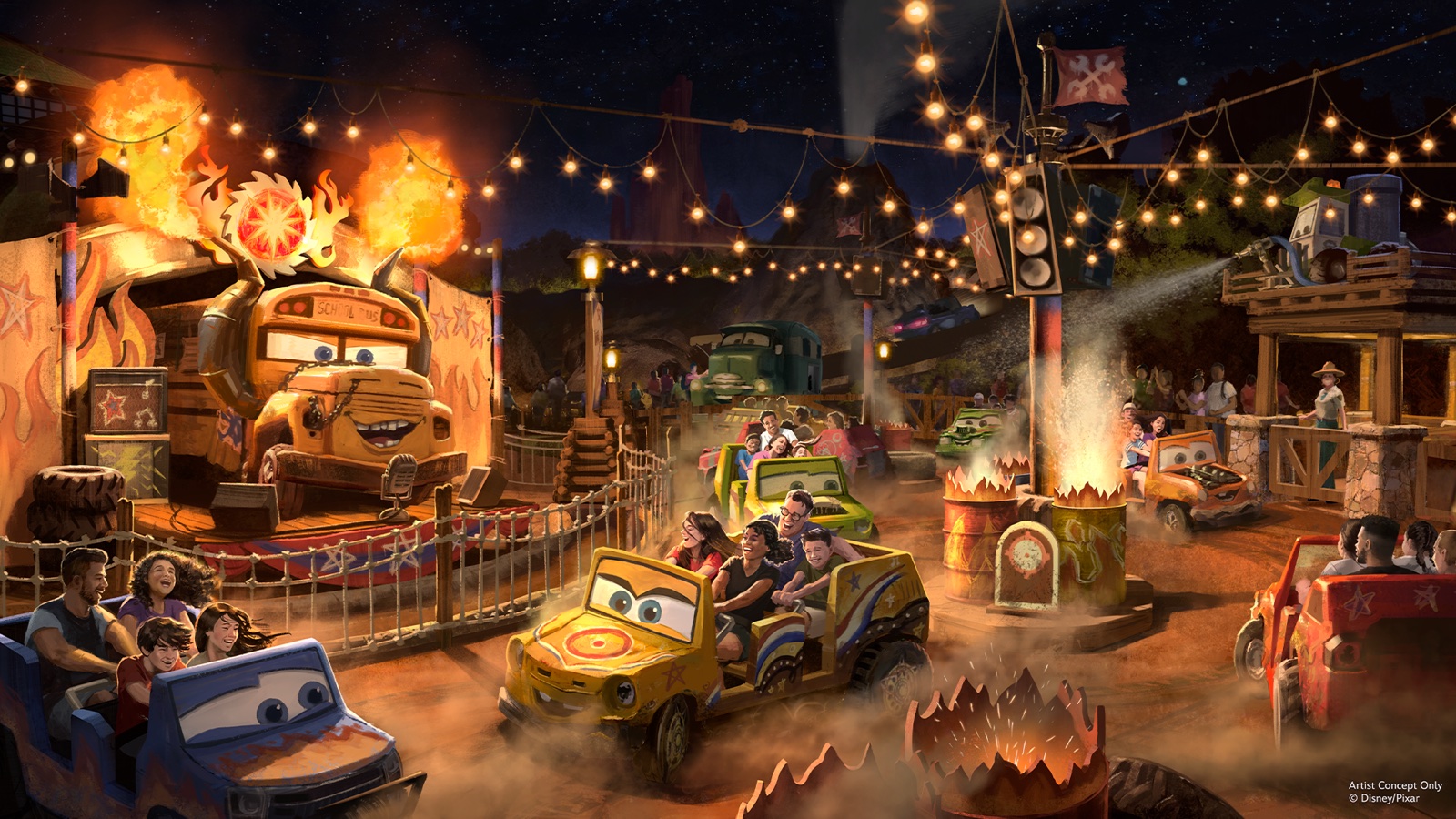 Disney concept art of Miss Fritter’s Daredevil Spin-Along.