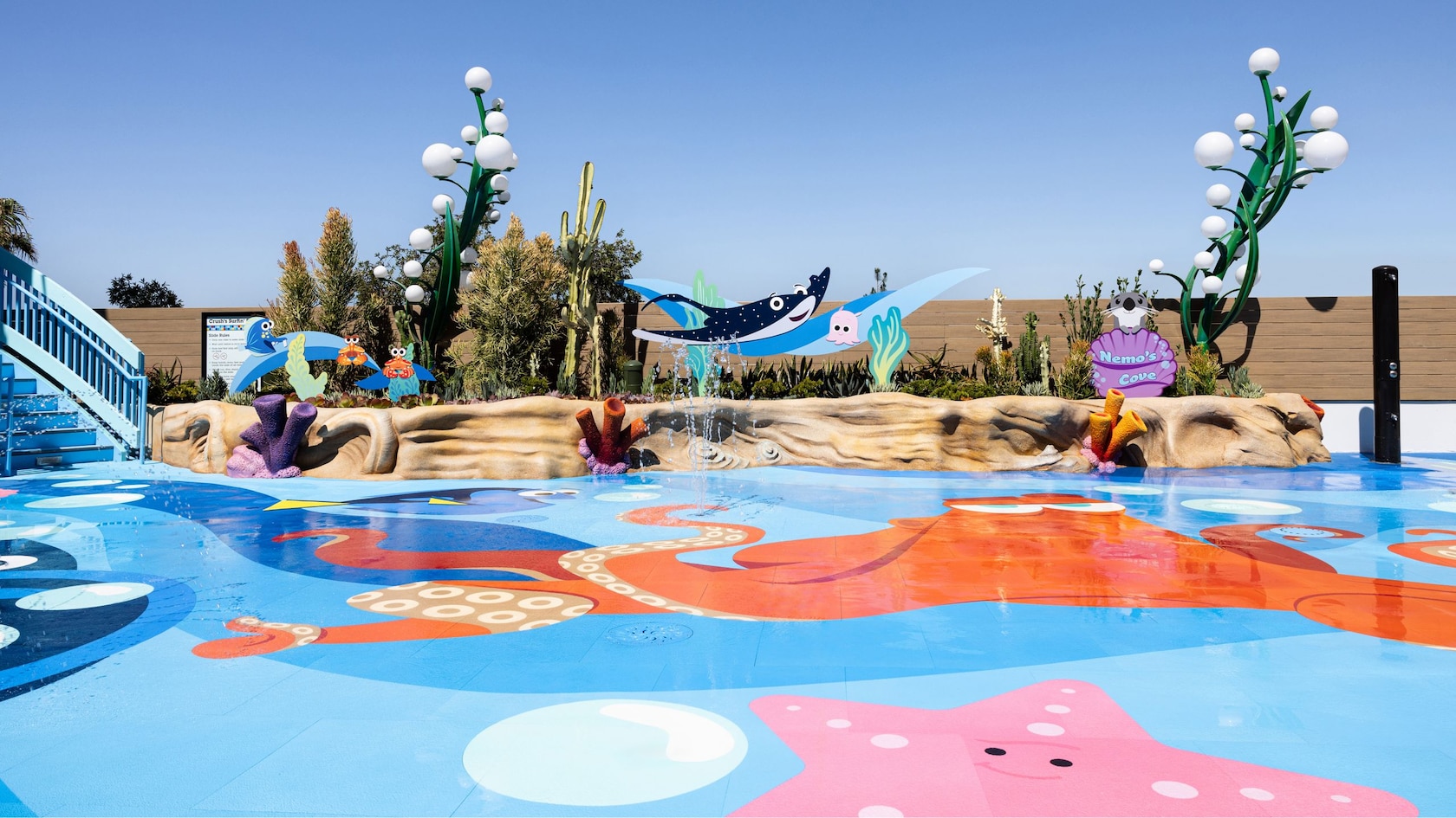File photo of the Nemo-themed splash pad at Pixar Place Hotel.