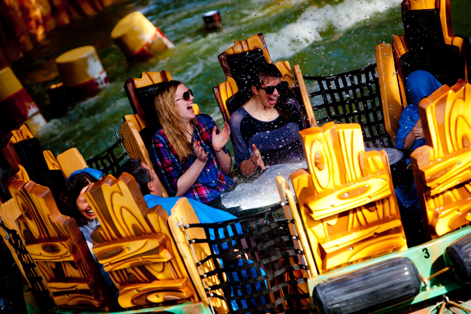 Guests riding Popeye and Bluto's Bilge-Rat Barges at Islands of Adventure