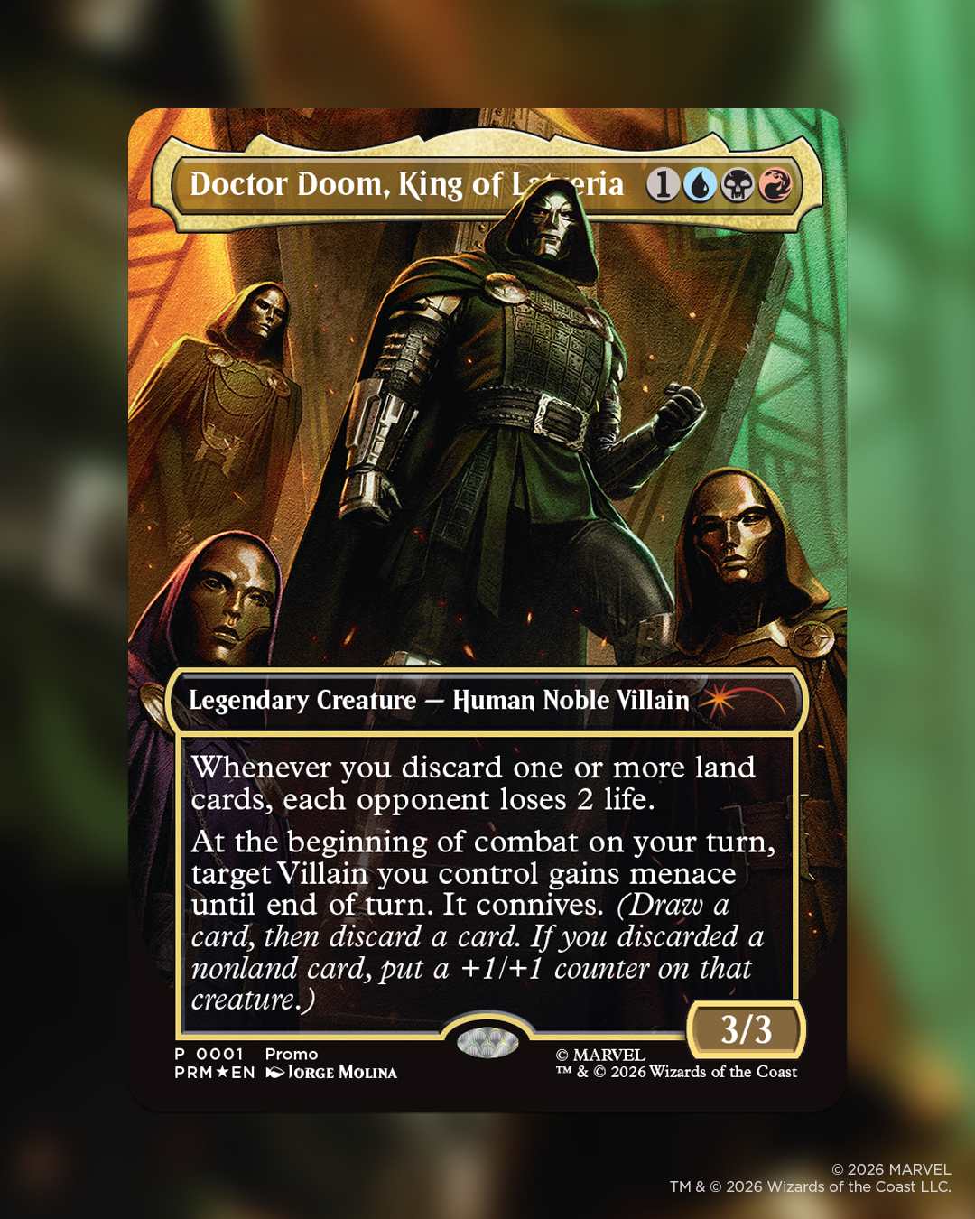Close view of the Doctor Doom King of Latveria Magic card