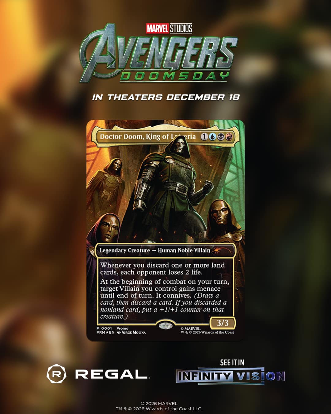 Doctor Doom King of Latveria Magic card in Regal's Avengers Doomsday promotion