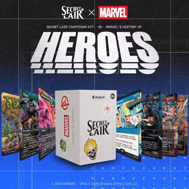 Secret Lair x Marvel History of Heroes Countdown Kit product artwork